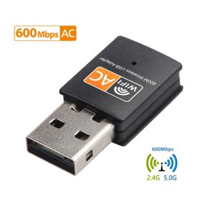 미니 무선 컴퓨터 네트워크 카드 리시버, USB 와이파이 어댑터, 듀얼 밴드 안테나, 600Mbps, 2.4G, 5G, 802.11b, n, g, ac