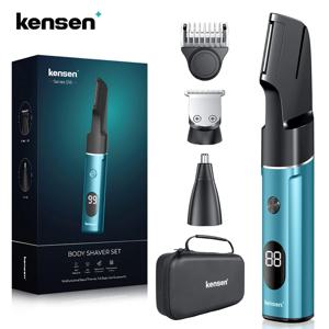 Kensen S16 남성용 전문 바디 제모 키트, 헤어 커팅 머신, 수염 면도기, 방수 전기 헤어 클리퍼, 3 in 1