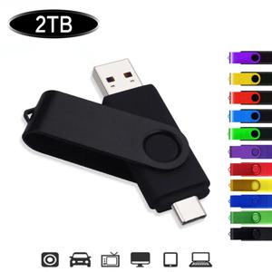 USB 플래시 드라이브, 메탈 디스크 메모리 셀 USB 스틱 선물, 전화, 자동차, TV 무료 로고, 2TB 펜 드라이브, 2TB, 3 in 1