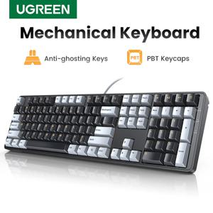 UGREEN 기계식 키보드 108 PBT 키캡 전체 키 안티 고스팅 유선 키보드 레드 스위치 한글 키캡 데스크탑 노트북 윈도우 맥 OS 게이밍 LED 백라이트 조명용 레이아웃