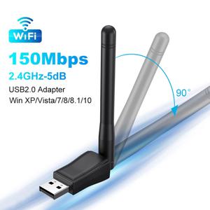 안테나 장착 미니 무선 네트워크 카드, 150Mbps USB 와이파이 어댑터, 2.4GHz, 802.11n g b 이더넷 USB 동글, LAN PC 와이파이 리시버