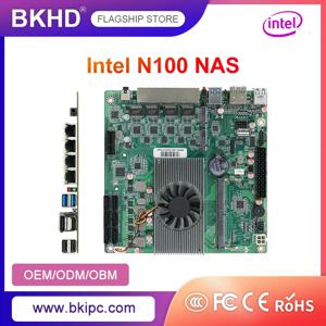 BKHD 인텔 알더 레이크 N100 DDR5 NAS 마더보드 ITX 홈 프로세서, 4 * 인텔 I226 2.5G LAN M.2 슬롯, 6 * SATA DP 지지대 Xpenology