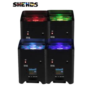 SHHEHDS 무선 리모컨 LED, 6x18W, 6 in 1 RGBAW + UV 파 라이트 배터리, 디스코 KTV 바 파티 콘서트용 이동식, 4 개