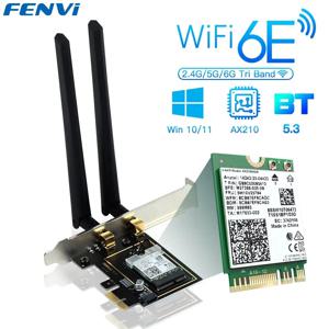 FENVI PCIE 무선 WiFi 어댑터 5374Mbps WiFi 6E AX210NGW 2.4G/5G/6Ghz 블루투스 5.3 802.11AX 네트워크 WiFi 카드 PC Win10/11