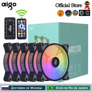 Aigo AR12 120mm 개 컴퓨터 케이스 팬 RGB 방열판 아우라 싱크 사타 포트 12cm 쿨러 argb 사일런트 컨트롤러 팬 냉각 환풍기