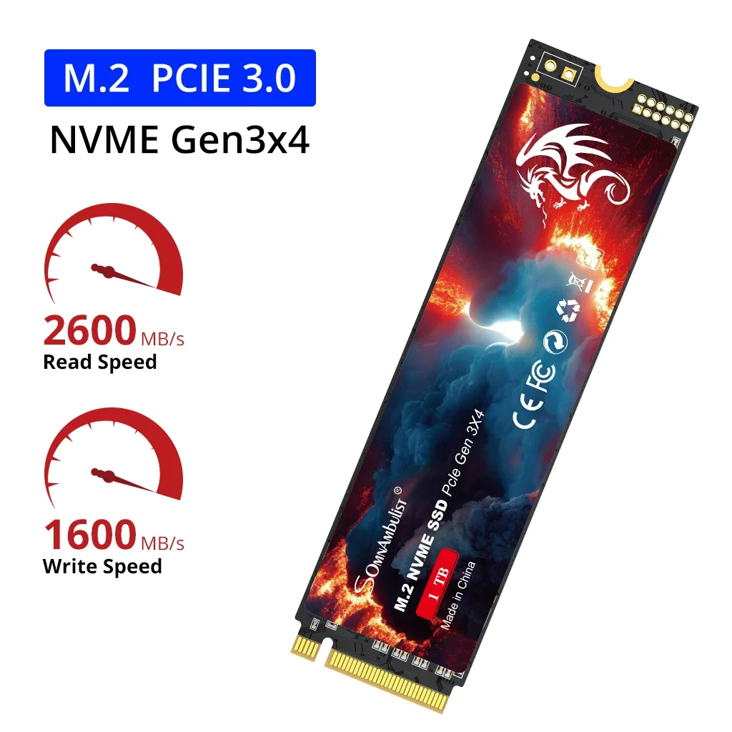 SomnAmbulist SSD M2 NVME 128GB 256GB 512GB 1TB SSD M.2 2280 PCIe 3.0, 노트북 데스크탑 게임 콘솔용 내장 솔리드 스테이트 드라이브