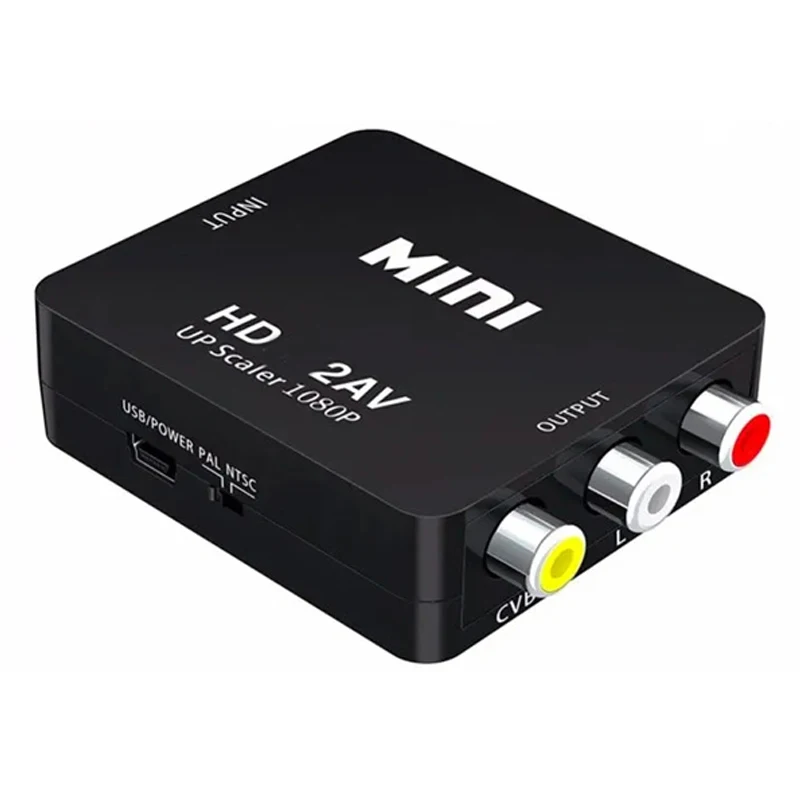 HDMI 호환 RCA AV 컨버터 어댑터, 미니 박스, RCA AV CVSB LR 비디오 합성 AV 스케일러 컨버터, HDTV 프로젝터 PC용