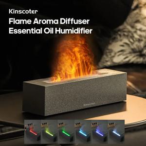 KINSCOTER-화염 아로마 디퓨저 공기 가습기 초음파 쿨 미스트 메이커 포거 LED 에센셜 오일 화염 램프 디퓨저  Flame Aroma Diffuser Air Humidifier