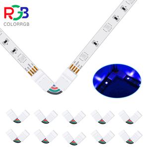 L 모양 LED 스트립 커넥터, 각도 조절 가능 (90-180 도), 10mm 너비 5050 RGB LED 스트립 조명용, 4 핀 커넥터, 10 개