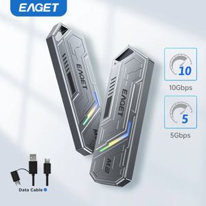 EAGET M.2 PCIE SSD 케이스, NVME 듀얼 프로토콜, M.2-USB C타입 3.1 SSD 어댑터, NVME PCIE NGFF SATA SSD 디스크 박스, M.2 SSD 케이스