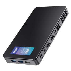 MeLE 슬림 미니 PC, 윈도우 11 산업용 컴퓨터, 와이파이 5 듀얼 HDMI 타입 디스플레이 USB-C, 오버클럭 4C, N100, 16GB, 32GB, 512GB