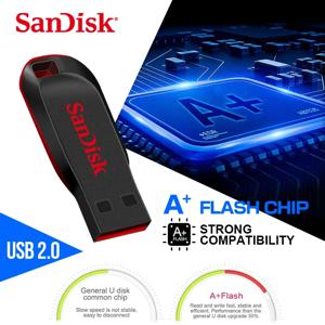 SanDisk CZ50 울트라 시프트 USB 2.0 플래시 디스크, 미니 키 펜드라이브, 블랙 플래시 드라이브 메모리 스틱, 16GB, 32GB, 64GB, 128GB, 정품