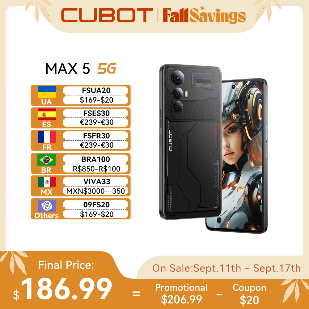 [월드 프리미어] CUBOT MAX 5, 안드로이드 스마트폰 5G, Dimensity 8200 4nm, 6.95인치 144Hz 대화면, 24GB RAM(12GB+12GB), 256GB ROM, 게이밍 폰, 100MP 카메라, LiquidCool 기술, 5g스마트폰, smartphone android 14, 5100mAh 배터리, NFC, WiFi 6, 장바구니에 추가, 7월 22일 판매