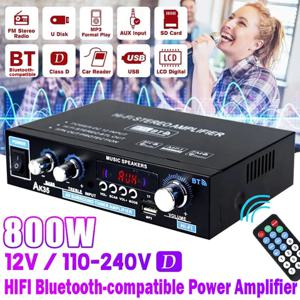 가정용 전력 증폭기, 블루투스 5.0 서라운드 사운드 FM USB 리모컨, 미니 HIFI 디지털 증폭기, AK35 AK380, 800W, 2 채널