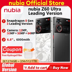 Nubia Z60 울트라 리더 버전 스마트폰, 글로벌 버전, 6.8 인치, 5G, 스냅드래곤 8, 3 세대, 6000mAh, 80W, 언더 스크린 카메라, NX721J NFC