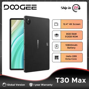 DOOGEE 글로벌 버전 안드로이드 14 태블릿 PC, 듀얼 카메라, 헬리오 G99, 알루미늄 합금, T30 맥스, 12.4 인치, 2.5K, 8GB, 512GB, 50MP, 10800mAh