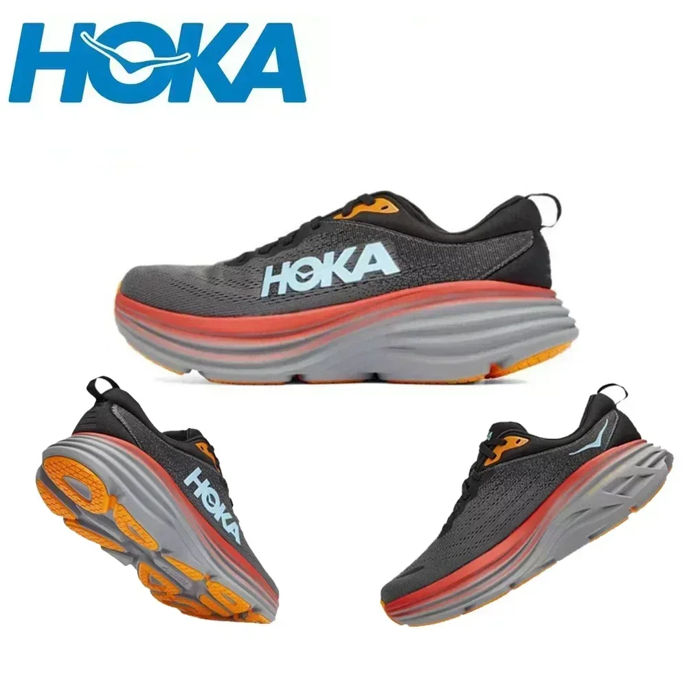 Hoka One Bondi 8 경량 조깅 야외 러닝화, 마라톤 트레일 쿠션 신발, 신축성 있는 여성 남성