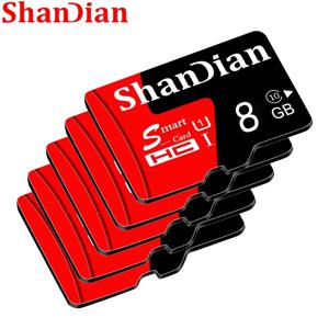 SHANDIAN 미니 SD 카드, 고속 스마트 SD 카드, TF 레드, 카메라에 적합, 클래스 6, 실제 용량 32GB, 4GB, 8GB, 16GB