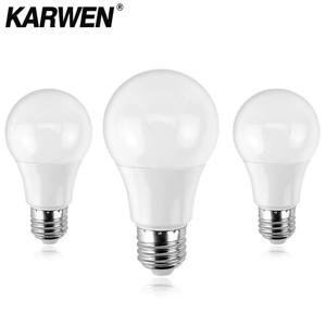 KARWEN-앰플 LED 전구 E27 E14 3W 5W 7W 9W 12W 15W 18W, 스마트 IC LED 램프 조명 콜드 화이트 화이트 Lampada Bombilla 램프