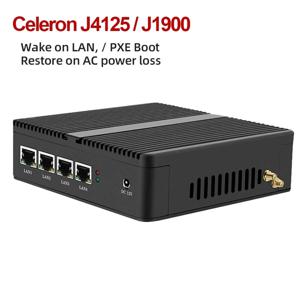 방화벽 라우터 pFsense 팬리스 미니 PC 셀러론 J1900 J4125 4 코어 4 LAN 기가비트 Windows 10 Linux Openwrt 산업용 서버