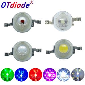 고출력 LED 발광 다이오드 칩 SMD, 스포트라이트 다운라이트 램프 전구용, 따뜻한 흰색, 빨간색, 녹색, 파란색, 노란색, 1W, 3W, 10 개