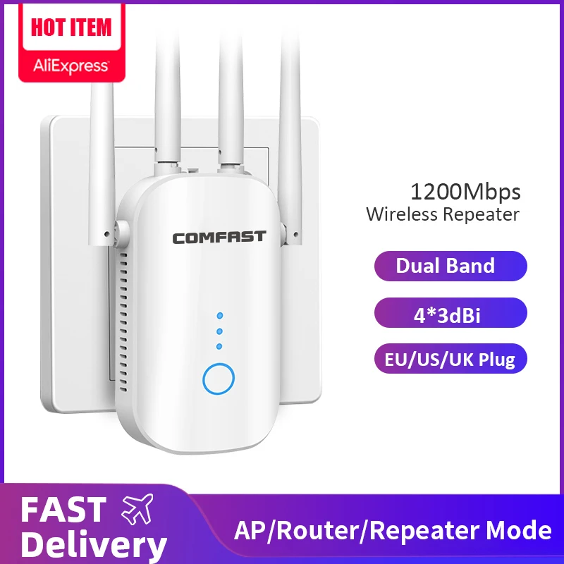 강력한 무선 라우터, 1200Mbps 듀얼 밴드, 2.4G 및 5GHz 와이파이 익스텐더, 802.11AC 와이파이 리피터, AP AC1200 Wlan 와이파이 범위 증폭기