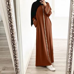 Eid Abaya Dubai 여성용 터키 무슬림 긴 원피스, 아랍 스팽글 드레스, 이브닝 파티 가운, 모로코 카프탄 로브