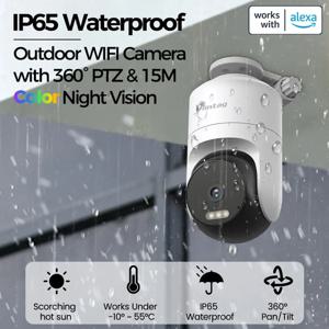 VIMTAG 3.5K 보안 카메라 실외 CCTV WIFI 카메라, 360° PTZ, 자동 추적, HD 컬러 야간 투시, 양방향 통화, IP 감시 카메라