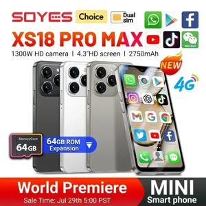 SOYES XS18 프로 맥스 미니 스마트폰, 배터리 포함, 얼굴 인식 GPS 소형, 2750mAh, 4.3 인치, 글로벌 4G, 안드로이드 10.0, 월드 프리미어