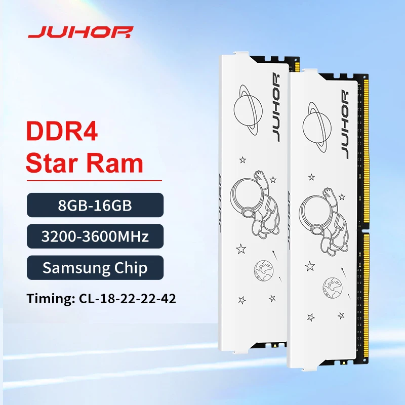 JUHOR 데스크탑 메모리, DDR4, 8GB, 16GB, 3200MHz, 3600MHz, 16GBX2, 8GBX2, 새로운 딤 메모리 램