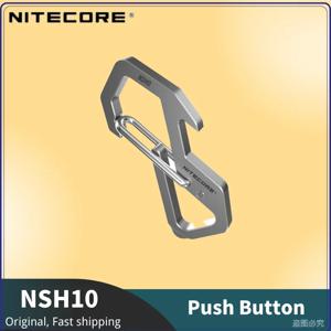 NITECORE-NSH10 푸시 버튼 매다는 다용도 티타늄 스냅 후크 피규어, 8 버클 행버클, 45 도, 탄성 스프링 게이트