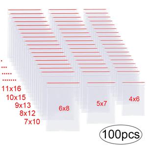 재사용 가능한 투명 비닐 봉지 밀봉 지퍼 백, PE 두꺼운 밀봉 보관 가방, 식품 보석 포장 정리함 파우치, 100 개