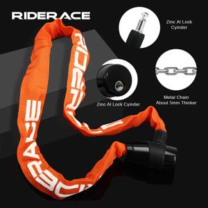 RIDERACE 자전거 체인 잠금 장치, 휴대용 도난 방지, 높은 보안, MTB 산악 자전거 잠금 장치, 스쿠터 전기 전자 자전거용 2 키