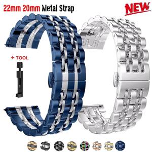 22mm 20mm Stainless Steel Strap Samsung Watch 3 4 5 45mm 기어 S3 46mm 42mm Active2 40 44mm Metal Strap Wristband Bracelet