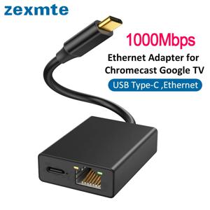 Zexmte 이더넷 어댑터, 크롬캐스트 4K 구글 TV용, USBC 타입 C-1000Mbps 네트워크 카드, 스마트폰 태블릿 안드로이드 기기용