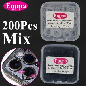 EmmaHelp 200pcs 방수 후면 카메라 렌즈 원형 고무 링 iPhone 11 12 13 14 Pro Max X XS 화이트 씰 수리 부품 유지