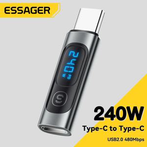 Essager USB C 3.0 OTG 어댑터, 디지털 디스플레이 데이터 어댑터, 맥북 프로 에어, 삼성용, C타입-C타입 PD 240W, 100W