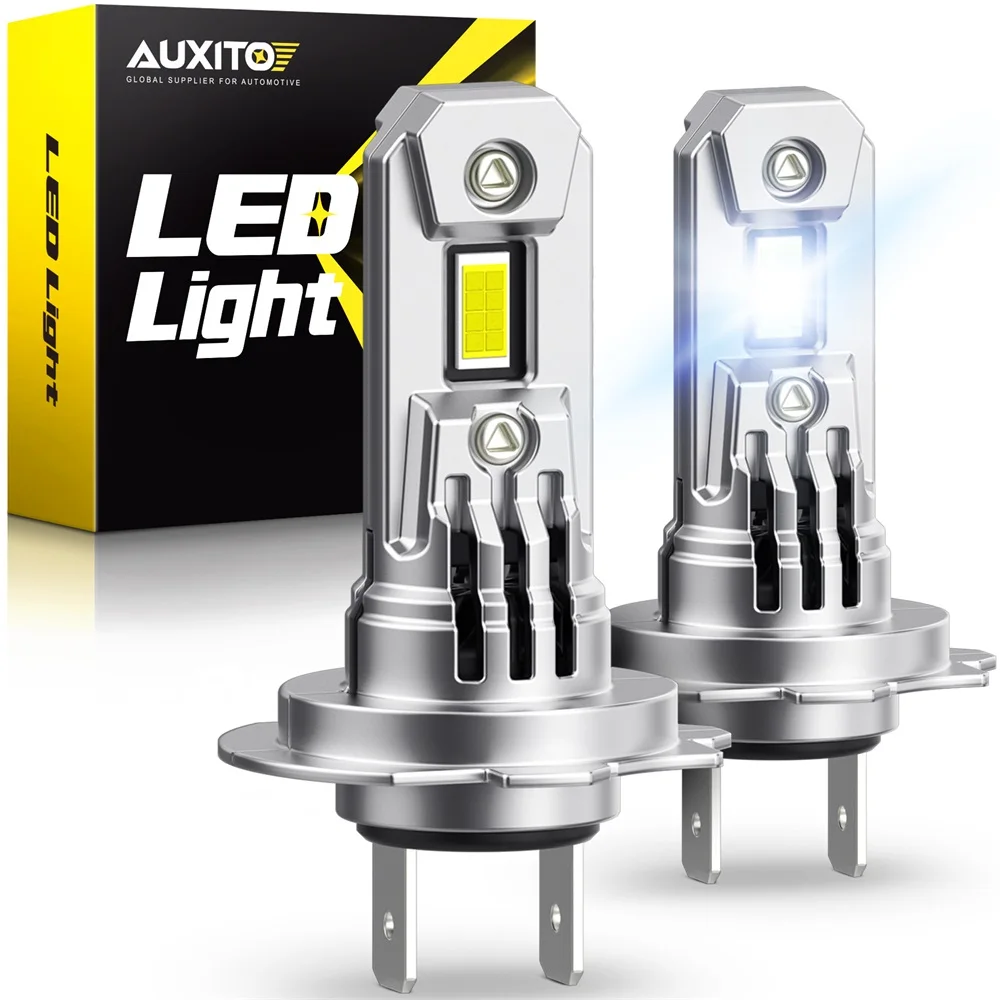 AUXITO 2X 터보 LED 캔버스 헤드라이트 전구, 오류 없음, 선풍기 CSP 칩 포함, 고출력 100W, 20000LM, H7 LED 자동 헤드라이트 헤드 램프