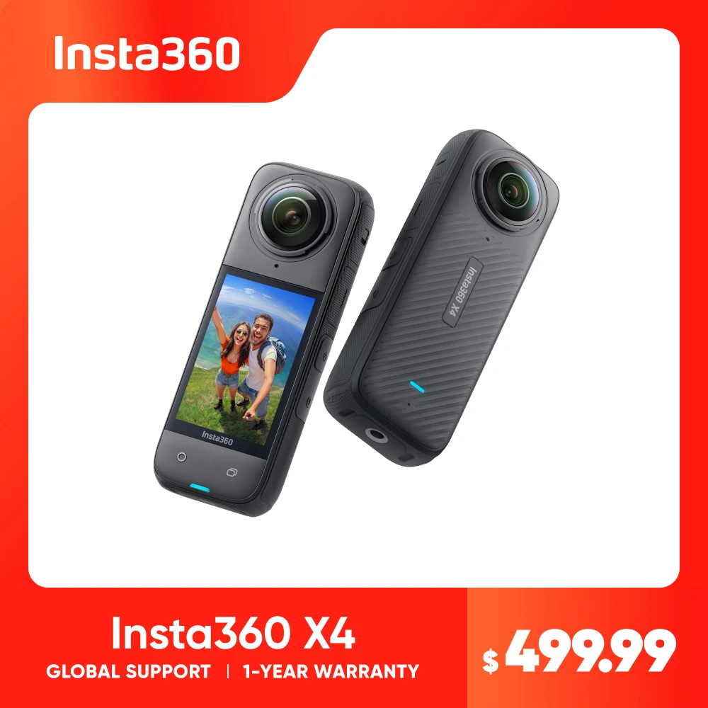 Insta360 방수 360 액션 카메라, X4-8K, 4K 광각 비디오, 보이지 않는 셀카봉, 탈착식 렌즈 가드, 135 분 마지막