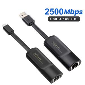 유선 이더넷 기가비트 어댑터 랜 카드 허브, 맥북 아이패드용, 2.5G USB 3.0, C타입-RJ45 네트워크 카드, 2500Mbps