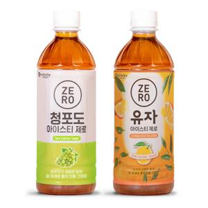 맥널티 아이스티 제로칼로리 음료 500ml (유자12개입+청포도12개입)