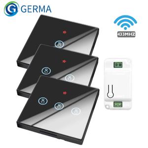 GERMA 스마트 홈 무선 터치 스위치 조명, 리모컨 유리 스크린 벽 패널 단추 리시버 LED 램프, 전기 433Mhz