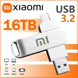 샤오미 USB 플래시 드라이브, 3.2 금속 고속 펜 드라이브, 방수 C타입 USB 펜 드라이브, 컴퓨터용 16TB, 2TB, 512GB