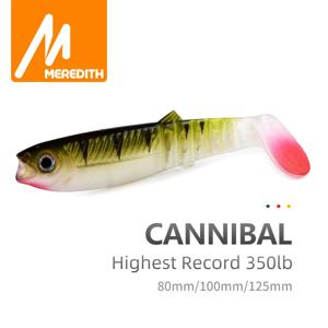 MEREDITH Cannibal Baits 80mm 100mm 125mm 인공 소프트 낚시는 Wobblers 낚시 소프트 루어 실리콘 쉐이드 웜베이스 미끼를 미끼