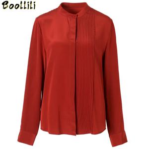 Boollili 블라우스 여성 진짜 실크 셔츠 여성 Office 레이디 빈티지 여성상의와 블라우스 Blusas Mujer De Moda 2020