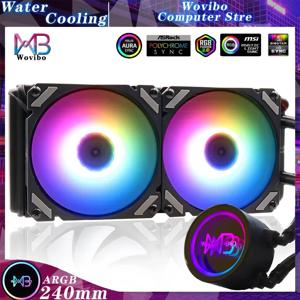 Wovibo-PC CPU 수냉 컴퓨터 쿨러, AIO RGB ARGB 액체 팬, 환풍기, 라디에이터, LGA 1150 1151 1200 1700 2011 AM4 AM5