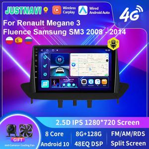 JUSTNAVI QT10 안드로이드 GPS 자동차 라디오, 르노 메간 3 플루언스, 삼성 SM3 2008 - 2014 스테레오 카플레이, 멀티미디어 비디오 플레이어