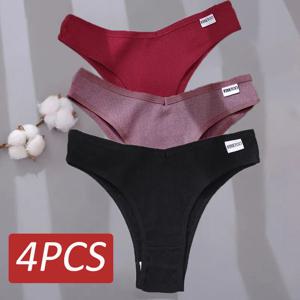 4PCS M-XL 여성 팬티 FINETOO 코 튼 팬티 섹시 한 여성 속옷 낮은 허리 속옷 여성 팬티 란제리