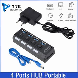 미니 USB 허브 3.0 초고속 5Gbps Usb3.0 4 포트 허브 휴대용 USB 3.0 허브 분배기, PC 액세서리 용 외부 전원 어댑터 포함