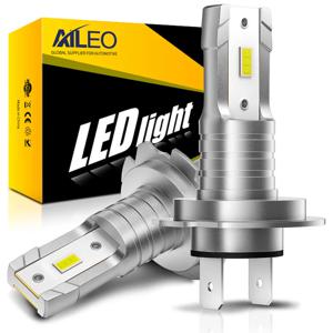 AILEO 차량용 LED 헤드라이트 전구, 슈퍼 브라이트 팬리스 플러그 앤 플레이, H7, H9, H8, 9005, HB3, 9006, HB4, H4, H11, 3000K, 6500K, 50000LM